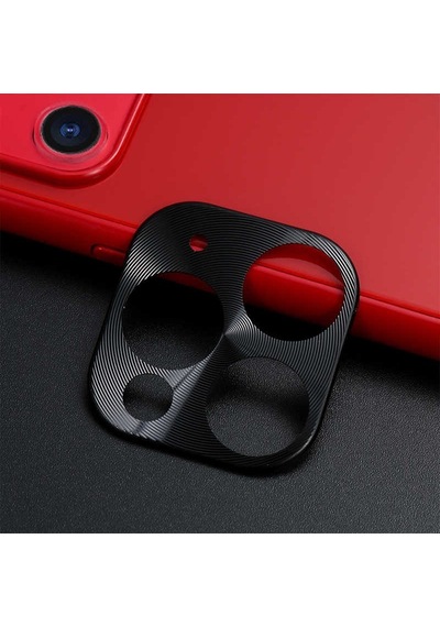 Apple Uyumlu iPhone 11 Pro Zore Metal Kamera Koruyucu-Siyah Siyah