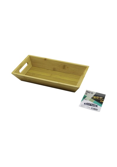 Bambu Dikdörtgen Sunum Tepsisi 16x30x4.5 Cm Çift Kulplu