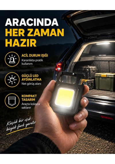 Süper Parlak 800 Lümen Led Fener Usb Şarjlı, 3 Işık Modlu, Mini Taşınabilir Ve Anahtarlık Tipi Yeni Nesil Siyah