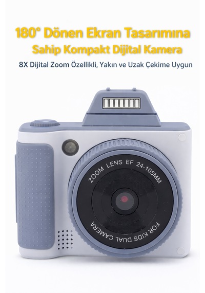 Yüksek Netlik Sunan 8x Dijital Zoom Teknolojili Çocuk Kamerası 180 Dönen Ekran Tasarımına Sahip Kompakt Dijital Kamera Fotoğrafa Oyun Müzik Bir Arada