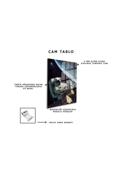 Space/uzay Yapay Zeka Özel Tasarım Cam Tablo Ofis, Mutfak Çocuk Odası, Salon 125