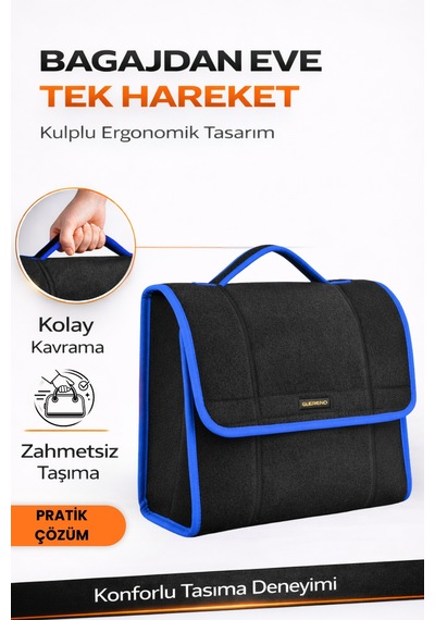 Oto Bagaj Organizer Bagaj Çantası M Boy Kaymaz Cırt Bantlı Velur Kompakt Düzenleyici - Mcx2