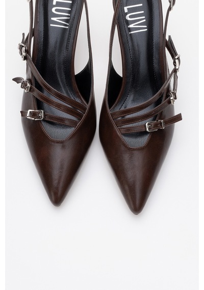 Luvishoes Luvi Shoes Magra Kahverengi Cilt Sivri Burun Arkası Açık İnce Topuklu Kadın Ayakkabı Kahverengi Luvishoes Luvi Shoes Magra Kahverengi Cilt Sivri Burun Arkası Açık İnce Topuklu Kadın Ayakkabı Kahverengi