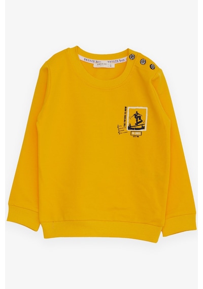 Breeze Erkek Bebek Sweatshirt Kaykaycı Baskılı 9 Ay-3 Yaş, Sarı