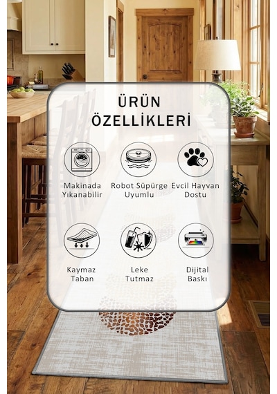 Ehl 98 Gri Yıkanabilir Mutfak Halısı