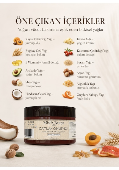 Minia Bahçe Kuruluğa Eğilimli Ciltler İçin Besleyici Vücut Yoğun Bakım Çatlak Kremi 50 ML