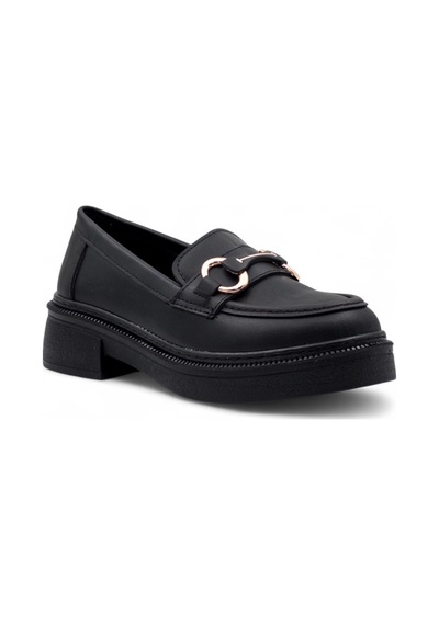 White Angel Toka Detaylı Kadın Loafer Ayakkabı Siyah