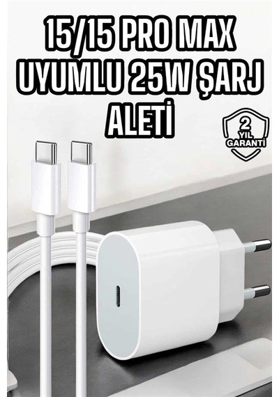 Apple iOS Uyumlu Type-c Girişli Hızlı Şarj 15/15 Pro Max Adaptör Ve Kablosu,
