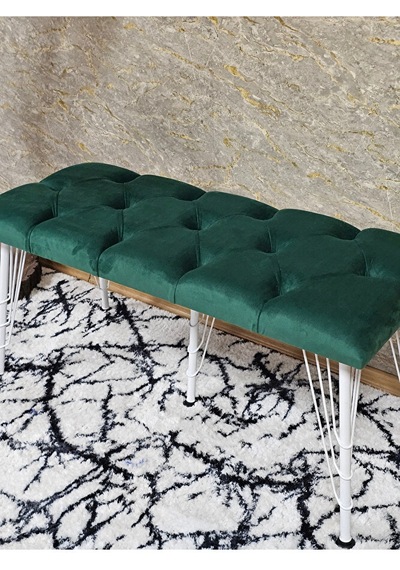 Metal Beyaz Tel Ayaklı 100 Cm Puf Bench - Puf - Bench - Oturak - Çok Renkli