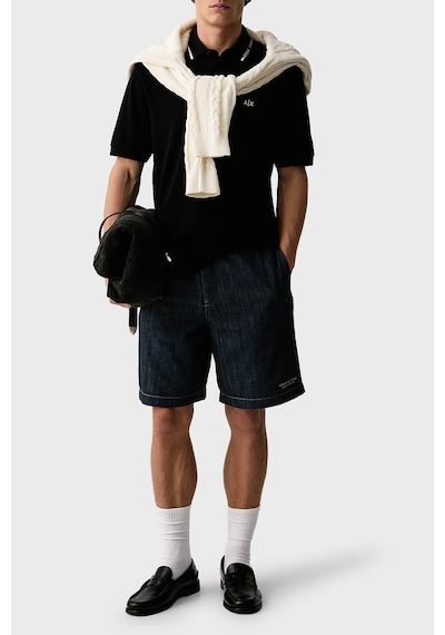Armani Exchange % 100 Pamuk Regular Fit Düğmeli Polo Erkek Polo Xm002932 Af13026 Uc001 Siyah