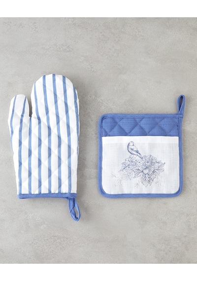English Home Edenic Polyester 2'li Mutfak Seti 17x30 Cm+20x20 Cm Beyaz - Lacivert Beyaz - Lacivert