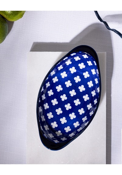 Madame Coco Reve Bleu Raye Oval Tabak - 19 Cm - Mavi/beyaz 8684427225271 Çok Renkli