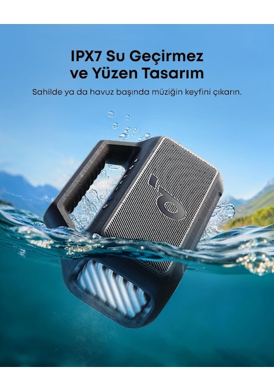 Anker Boom 2 Bluetooth 5.3 Hoparlör, 80w, Bassup 2.0, 24 Saat Pil Ömrü, Ipx7 Su Geçirmez, Led Işık, Usb-c, Siyah - A3138