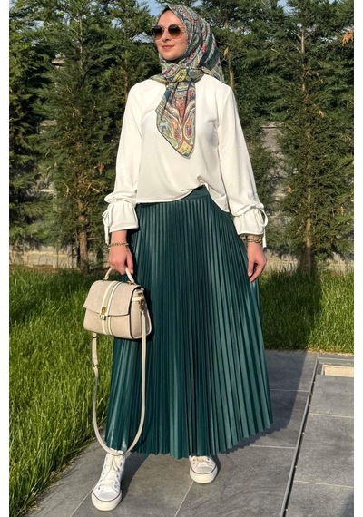 Rabia Şamlı Eliz Zümrüt Plise Etek Normal