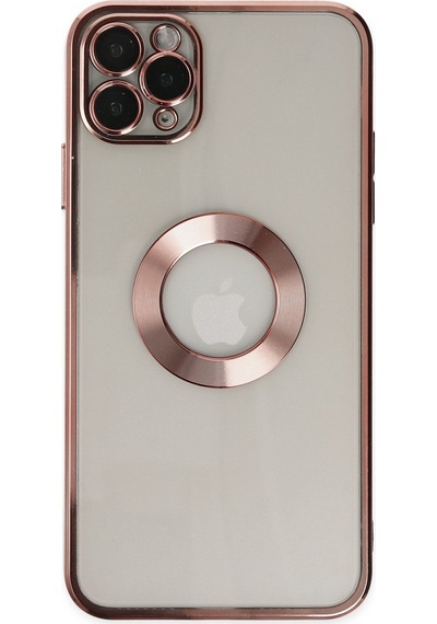 Apple Uyumlu  iPhone 11 Pro Yanları Renkli Lens Korumalı Logo Gösteren Şeffaf Luxury Kılıf - Açık Mavi