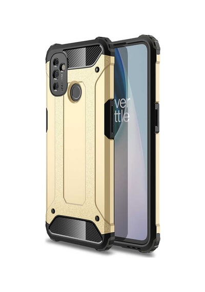 Noktaks - One Plus Uyumlu One Plus Nord N100 - Kılıf Çift Katman Zırh Tank Crash Military Kapak - Gold