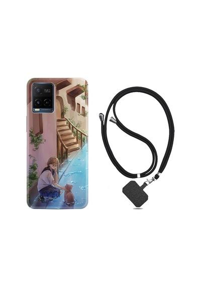 Vivo V21 Kılıf Boyun Askılı Cat And Girl 1808