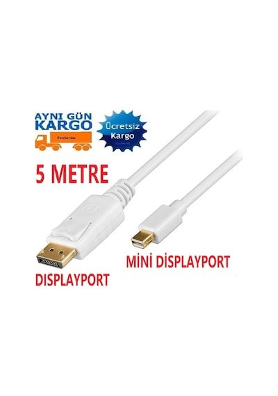 Mini Displayport To Displayport Kablosu 4320P 5 Metre Dp Çevirici
