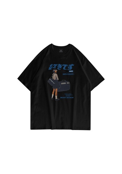 Tarzsokak Unisex Harajuku Girl Siyah Tshirt Siyah