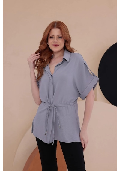 Bbbutikbasic Yarasa Apoletli Spz Model Gömlek Hkn34 gri