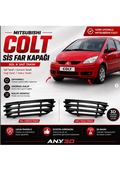 Mitsiubishi Colt Sis Far Kapak Takımı 2 Adet Sissiz Tip -