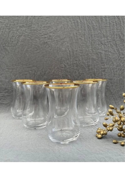 Paşabahçe 42021 Yaldızlı Çay Bardağı 120cc 6 Lı Çok Renkli