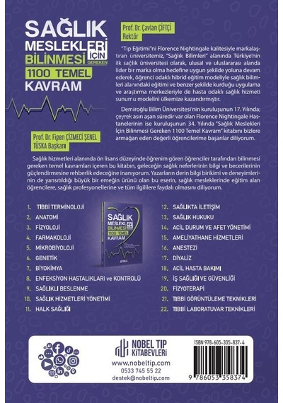 Sag Lık Meslekleri İc İn Bilinmesi Gereken 1100 Temel Kavram