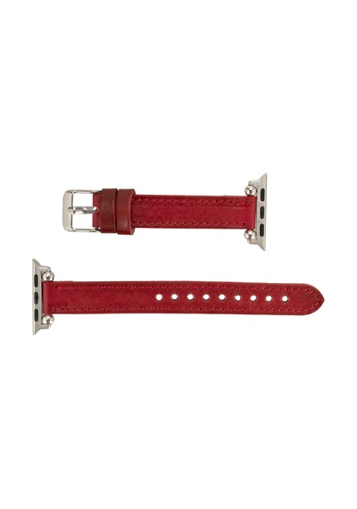 Bloomband Signature Crimson Red Leather Apple Uyumlu Watch Band - 44/45/46/49mm