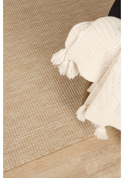 Sisalux 3083 Bej Yuvarlak Sisal Dokuma Jüt Kilim Hav Toz Vermez Mutfak Oturma Odası Halısı Bej