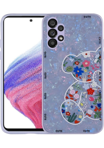 Galaxy Uyumlu A13 4g Kılıf Desenli Sert Silikon Mumila Kapak - Lilac Bear Lilac Bear Lilac Bear
