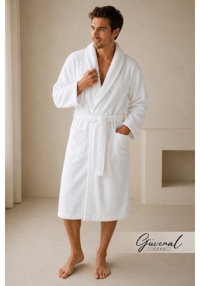 Blanc Pamuklu Unisex Bornoz Otel Bornozu Erkek Havlu Bornoz Kadın Havlu Bornoz Sauna Bornoz Sabahlık Beyaz