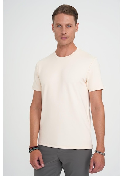 Efor Comfort Fit Bisiklet Yaka Esnek Pamuk Casual Krem Tişört Ts 885 Krem