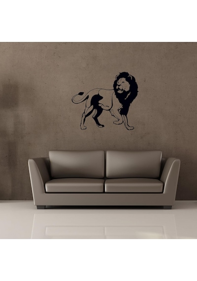Aslan Lion Folyo Sticker 20cm Uzunluk Siyah
