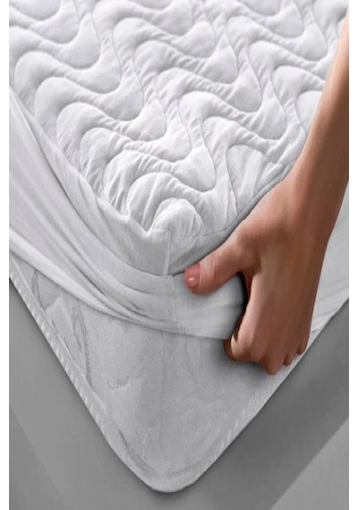Bebesi Sıvı Geçirmez Fitted Kapitoneli Alez 220x200 Cm Çift Kişilik Alez Beyaz