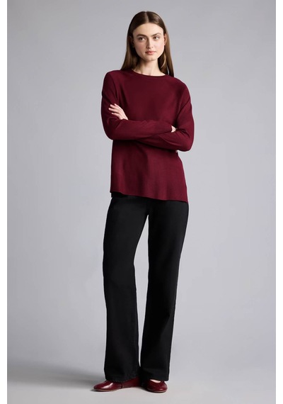 Defacto Ultra Yumuşak Relaxed Fit Basıc Bordo Kadın Kazak I6913az/br375