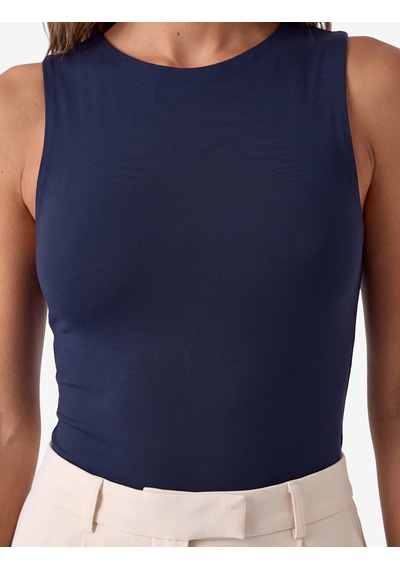 Koton Slim Fit Kolsuz Bisiklet Yaka Bodysuit Lacivert 7wak10014ek