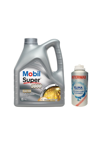 Mobil Super 3000 X1 5W-40 Motor Yağı 4 L + İnterwax Klima Temizleyici