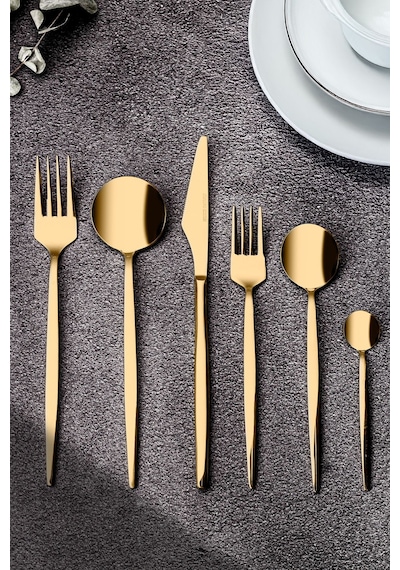 Weyne Mango Kitchen Victoria Gold Çelik Paslanmaz 6 Kişilik 36 Parça Çatal Kaşık Bıçak Takımı 18/10 304 Inox