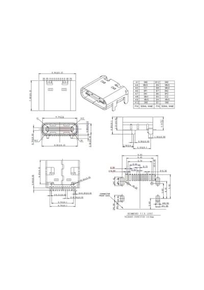 Type-C Usb Soket 16 Pin Smd USB 3.1 Cep Telefonu Elektronik Cihaz