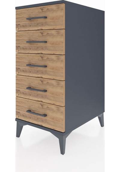 Kronos Komodin 5 Çekmeceli 44x59x96 Antrasit-çam Antrasit