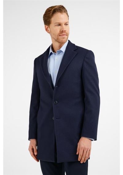 İmza Koyu Lacivert Mono Yaka Esnek Slim Fit Classic Kaşe Palto 1005255101 Lacivert