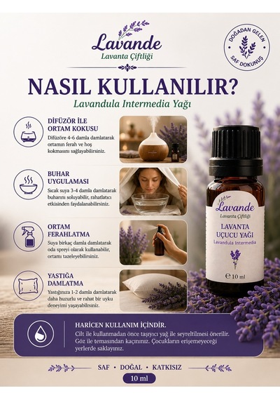 Lavande Lavanta Çiftliği  Lavanta Yağı L.intermedia 10 ML