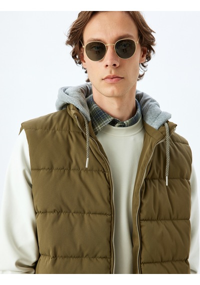 Koton Şişme Yelek Slim Fit Fermuarlı Haki 5wam20026hw Haki
