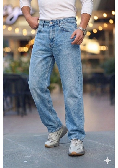 Little Cup Jeans Co Erkek Açık Mavi Rodeo Baggy Fit Rahat Kalıp Jean Pantolon
