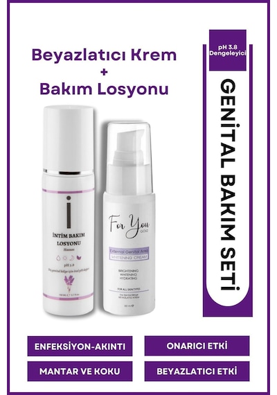 Intim Genital Bölge Koku Gidermeye Yardımcı Losyon + Genital Beyazlatıcı Krem Set 50ml