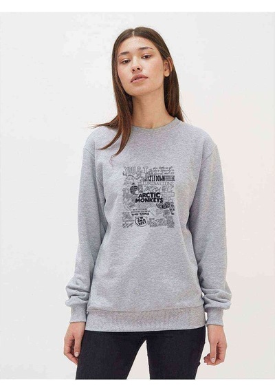 Arctic Monkeys Songs Baskılı Gri Kadın Sweatshirt (534816064)