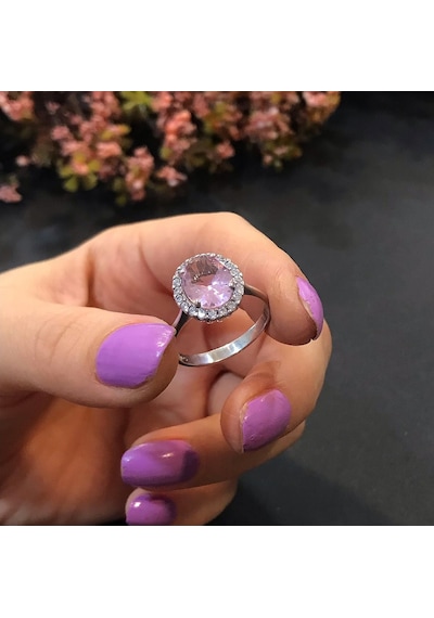 Stela Oval Pembe Kuvars Yüzük - 513936652