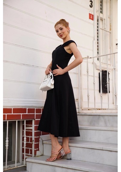 By Mop U Yaka Prenses Elbise Siyah S255101 Siyah By Mop U Yaka Prenses Elbise Siyah S255101 Siyah