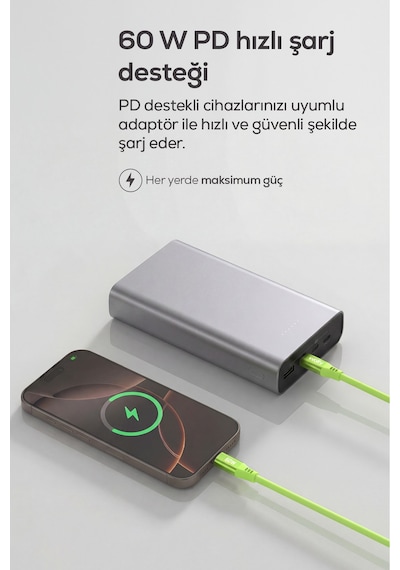 Type-c To Type-c Hızlı Şarj Kablosu 60w Pd, Ultra Esnek Silikon, 480mbps, 1.2m Yeşil-v0201017