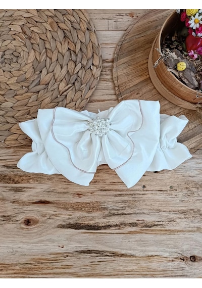 Yenidoğan Wool Yün Kumaş Taç Nakışlı Güpür Duvaklı Fiyonk Prizma Taş Unisex Kundak Bebek Battaniyesi Kahverengi Çok Renkli